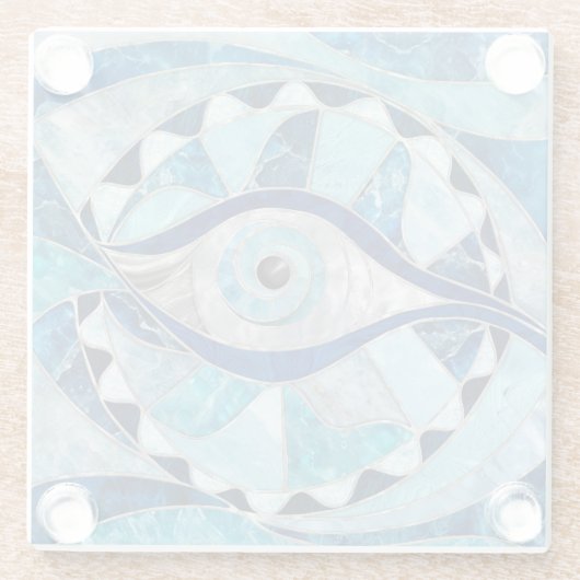 Evil Eye Amulet Mosaic Mineral Textures Glasuntersetzer (Rückseite)
