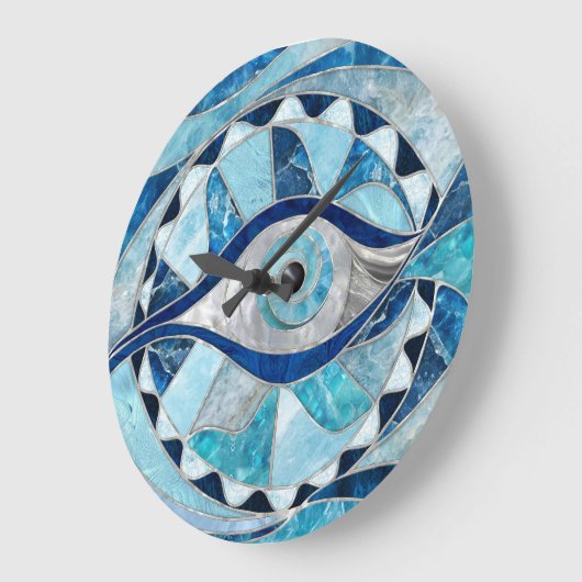Evil Eye Amulet Mosaic Mineral Textures Große Wanduhr (Winkel)