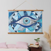 Evil Eye Amulet Mosaic Mineral Textures Wandteppich Mit Holzrahmen (Schlafzimmer)