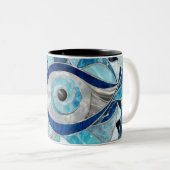 Evil Eye Amulet Mosaic Mineral Textures Zweifarbige Tasse (VorderseiteRechts)