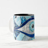 Evil Eye Amulet Mosaic Mineral Textures Zweifarbige Tasse (Vorderseite Links)