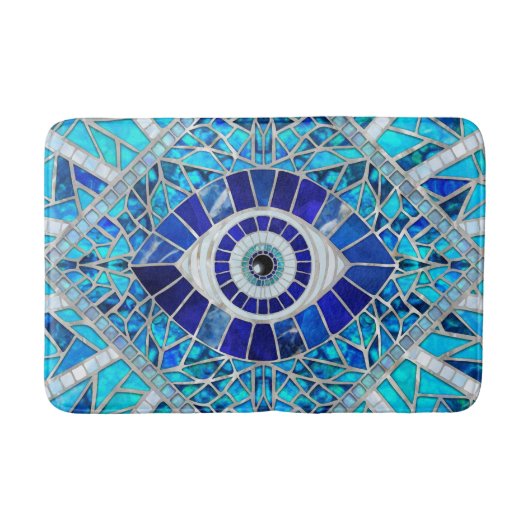 Evil Eye Amulet Mosaik Art Badematte (Vorderseite)