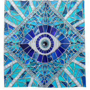 Evil Eye Amulet Mosaik Art Duschvorhang