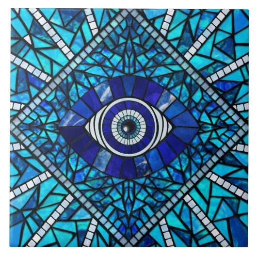 Evil Eye Amulet Mosaik Art Fliese (Vorderseite)
