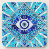 Evil Eye Amulet Mosaik Art Getränkeuntersetzer (Vorderseite)