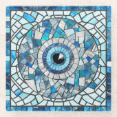 Evil Eye Amulet Mosaik Art Glasuntersetzer (Vorderseite)