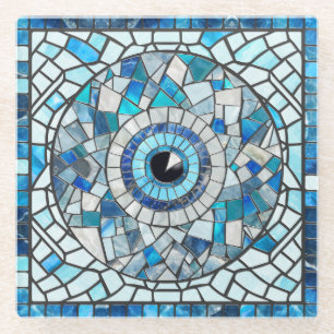 Evil Eye Amulet Mosaik Art Glasuntersetzer
