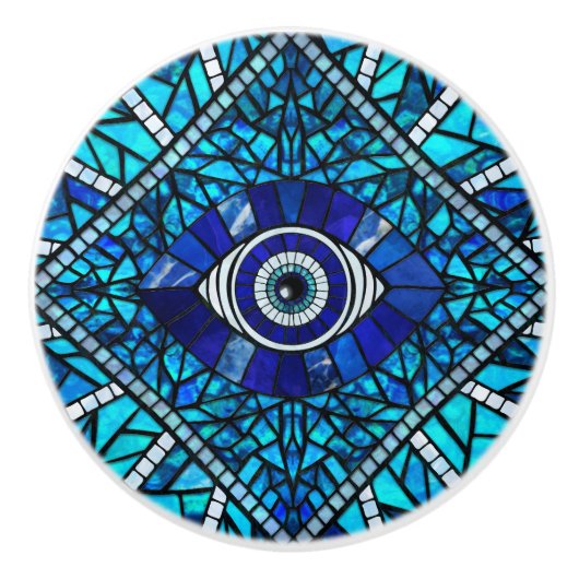 Evil Eye Amulet Mosaik Art Keramikknauf (Vorderseite)