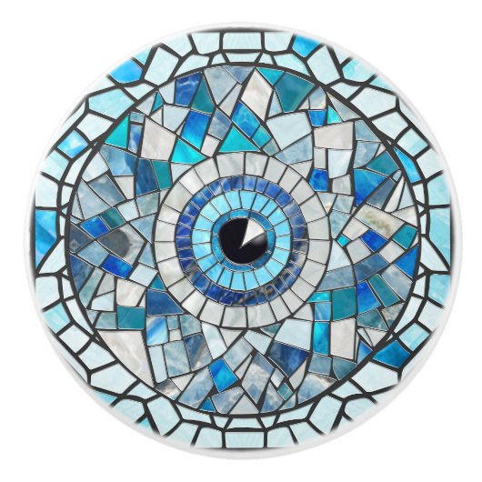 Evil Eye Amulet Mosaik Art Keramikknauf (Vorderseite)