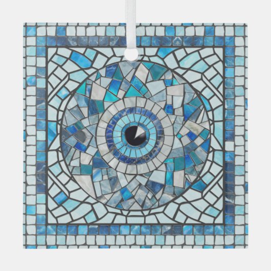 Evil Eye Amulet Mosaik Art Ornament Aus Glas (Vorderseite)