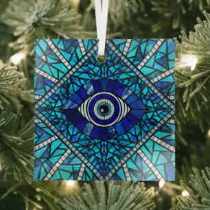Evil Eye Amulet Mosaik Art Ornament Aus Glas