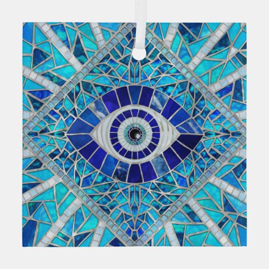 Evil Eye Amulet Mosaik Art Ornament Aus Glas (Rückseite)