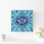 Evil Eye Amulet Mosaik Art Quadratische Wanduhr (Zuhause)