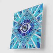 Evil Eye Amulet Mosaik Art Quadratische Wanduhr (Winkel)