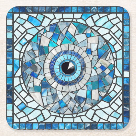 Evil Eye Amulet Mosaik Art Rechteckiger Pappuntersetzer (Vorderseite)