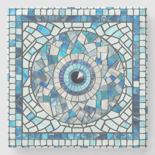Evil Eye Amulet Mosaik Art Steinuntersetzer (Vorderseite)