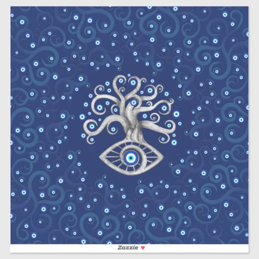 Evil Eye Amulet Tree Aufkleber (Blatt)