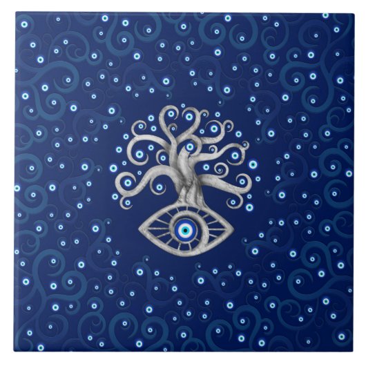 Evil Eye Amulet Tree Fliese (Vorderseite)