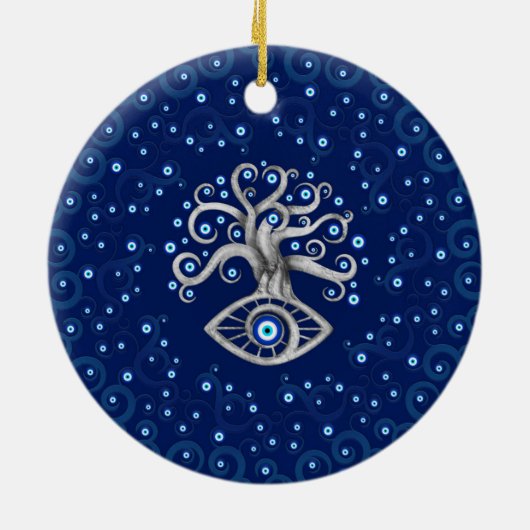 Evil Eye Amulet Tree Keramik Ornament (Hinten)