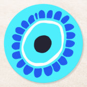 Evil Eye Antikgriechisch Türkisches Lucky Symbol Runder Pappuntersetzer (Vorderseite)