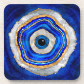 Evil Eye Aquarellfarbe und Gold Getränkeuntersetzer (Vorderseite)
