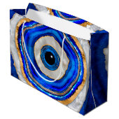 Evil Eye Aquarellfarbe und Gold Große Geschenktüte (Rückseite Schrägansicht)