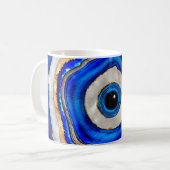 Evil Eye Aquarellfarbe und Gold Kaffeetasse (Vorderseite Links)