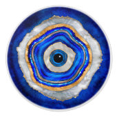 Evil Eye Aquarellfarbe und Gold Keramikknauf (Vorderseite)