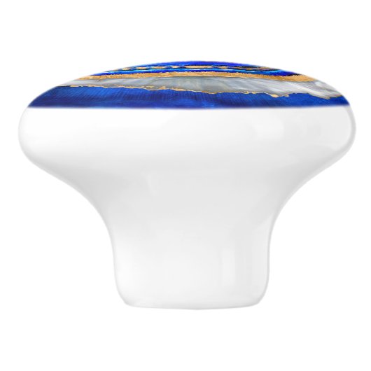 Evil Eye Aquarellfarbe und Gold Keramikknauf (Seitenansicht)