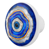 Evil Eye Aquarellfarbe und Gold Keramikknauf (Rechts)