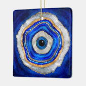 Evil Eye Aquarellfarbe und Gold Keramikornament (Links)