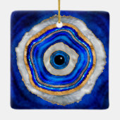 Evil Eye Aquarellfarbe und Gold Keramikornament (Rückseite)
