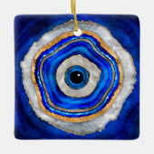 Evil Eye Aquarellfarbe und Gold Keramikornament (Vorderseite)