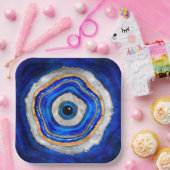 Evil Eye Aquarellfarbe und Gold Pappteller (Party)
