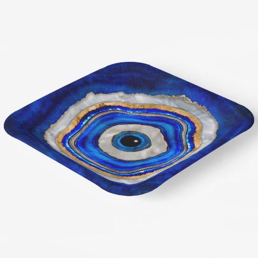 Evil Eye Aquarellfarbe und Gold Pappteller (Gewinkelt)