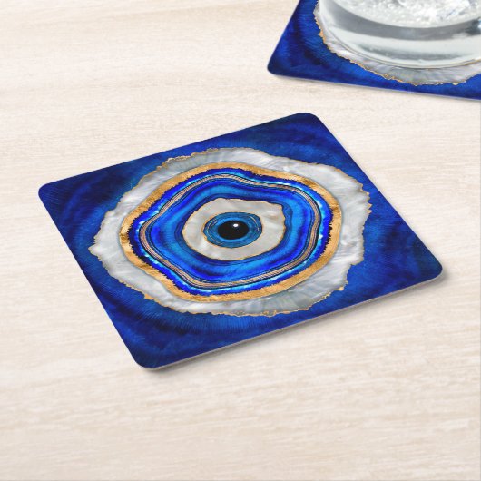 Evil Eye Aquarellfarbe und Gold Rechteckiger Pappuntersetzer (angewinkelt)