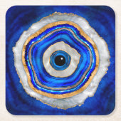 Evil Eye Aquarellfarbe und Gold Rechteckiger Pappuntersetzer (Vorderseite)