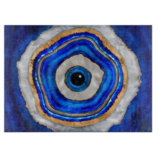 Evil Eye Aquarellfarbe und Gold Schneidebrett (Vorderseite)
