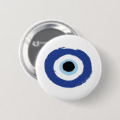Evil Eye Artistic Blau Griechisch Button (Vorne & Hinten)