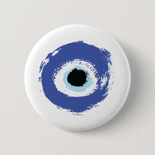 Evil Eye Artistic Blau Griechisch Button (Vorderseite)
