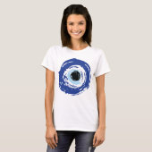 Evil Eye Artistic Blau Griechisch T-Shirt (Vorne ganz)