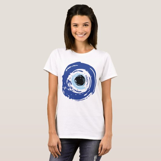 Evil Eye Artistic Blau Griechisch T-Shirt (Vorne ganz)