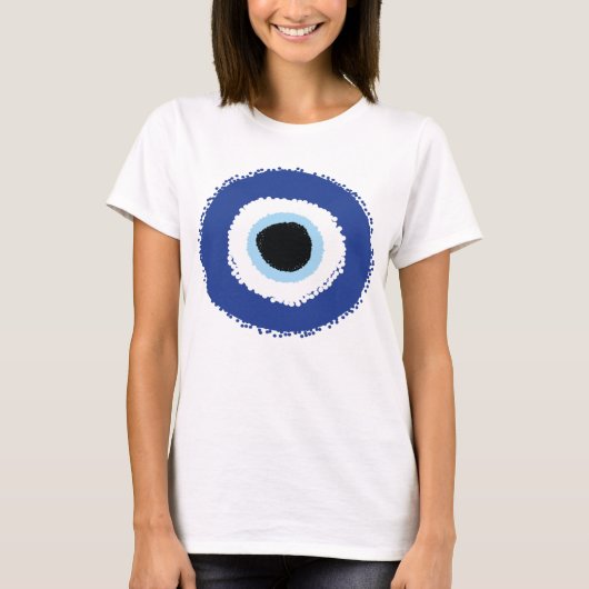 Evil Eye Artistic Blau Griechisch T-Shirt (Vorderseite)