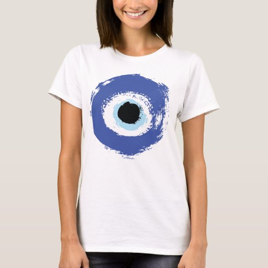 Evil Eye Artistic Blau Griechisch T-Shirt (Vorderseite)