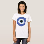 Evil Eye Artistic Blau Griechisch T-Shirt (Vorne ganz)
