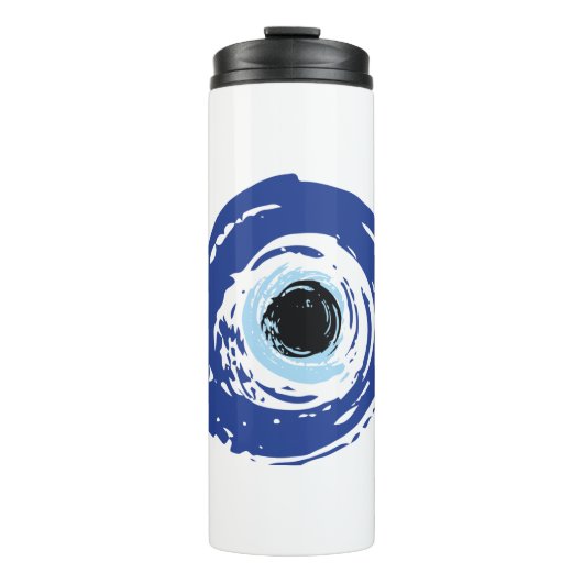Evil Eye Artistic Blau Griechisch Thermosbecher (Vorderseite)