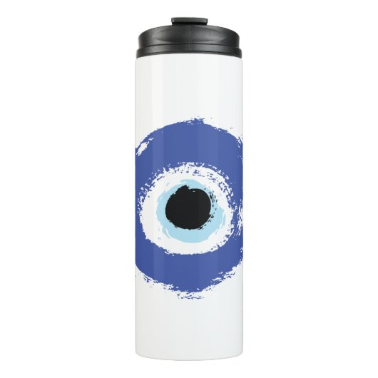 Evil Eye Artistic Blau Griechisch Thermosbecher (Vorderseite)