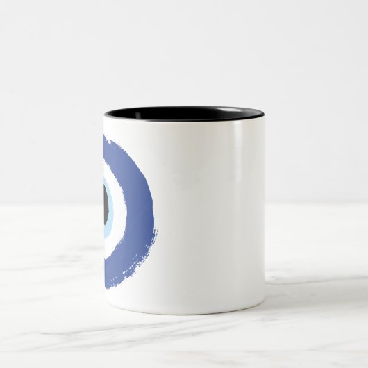 Evil Eye Artistic Blau Griechisch Zweifarbige Tasse (Mittel)