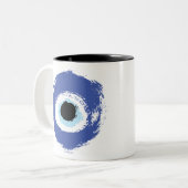 Evil Eye Artistic Blau Griechisch Zweifarbige Tasse (Vorderseite Links)