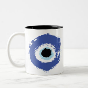 Evil Eye Artistic Blau Griechisch Zweifarbige Tasse